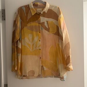 Sezane Max Shirt with Pastel Leaves